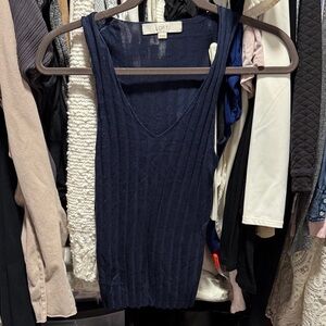 LOFT Deep Blue Ribbed Sleeveless Top